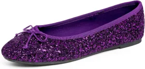 FEVERSOLE Women's Bling Soft Cushioned Comfort Flats Sparkle Party Ballets