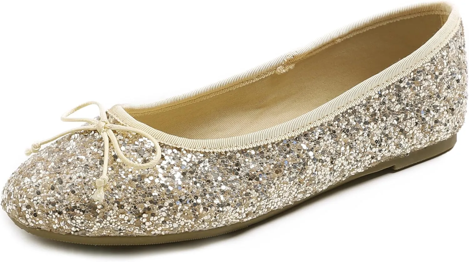 FEVERSOLE Women's Bling Soft Cushioned Comfort Flats Sparkle Party Ballets