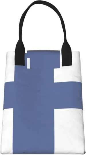 Finnish Flag Reusable Paper Bag For Office Workers, Suitable For Picnic, Travel, More
