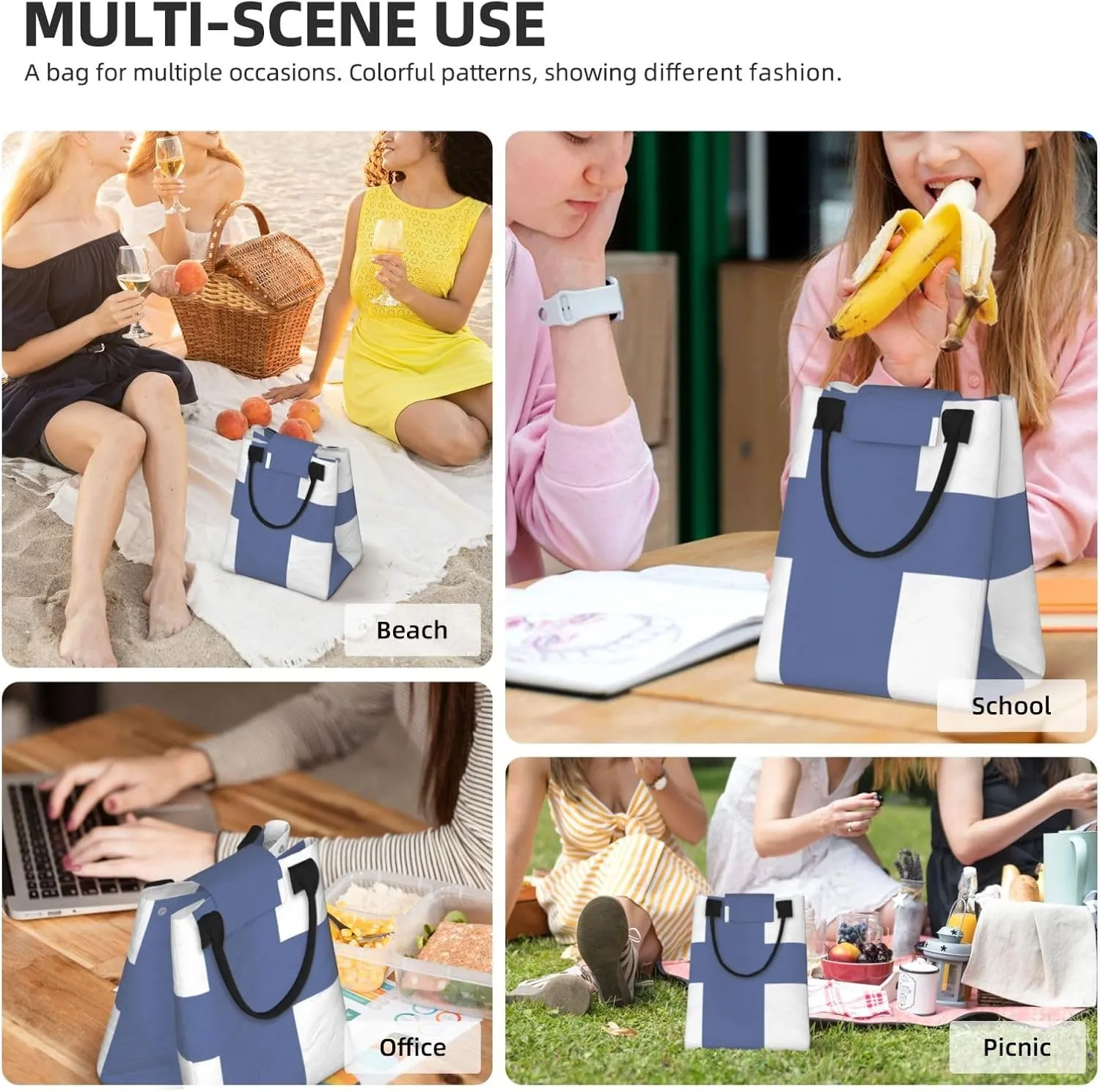 Finnish Flag Reusable Paper Bag For Office Workers, Suitable For Picnic, Travel, More