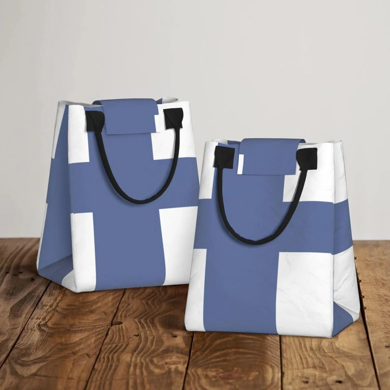 Finnish Flag Reusable Paper Bag For Office Workers, Suitable For Picnic, Travel, More