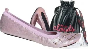 Fit in Clouds Stud Embellished Portable Foldable Ballet Flats with Carry Pouch