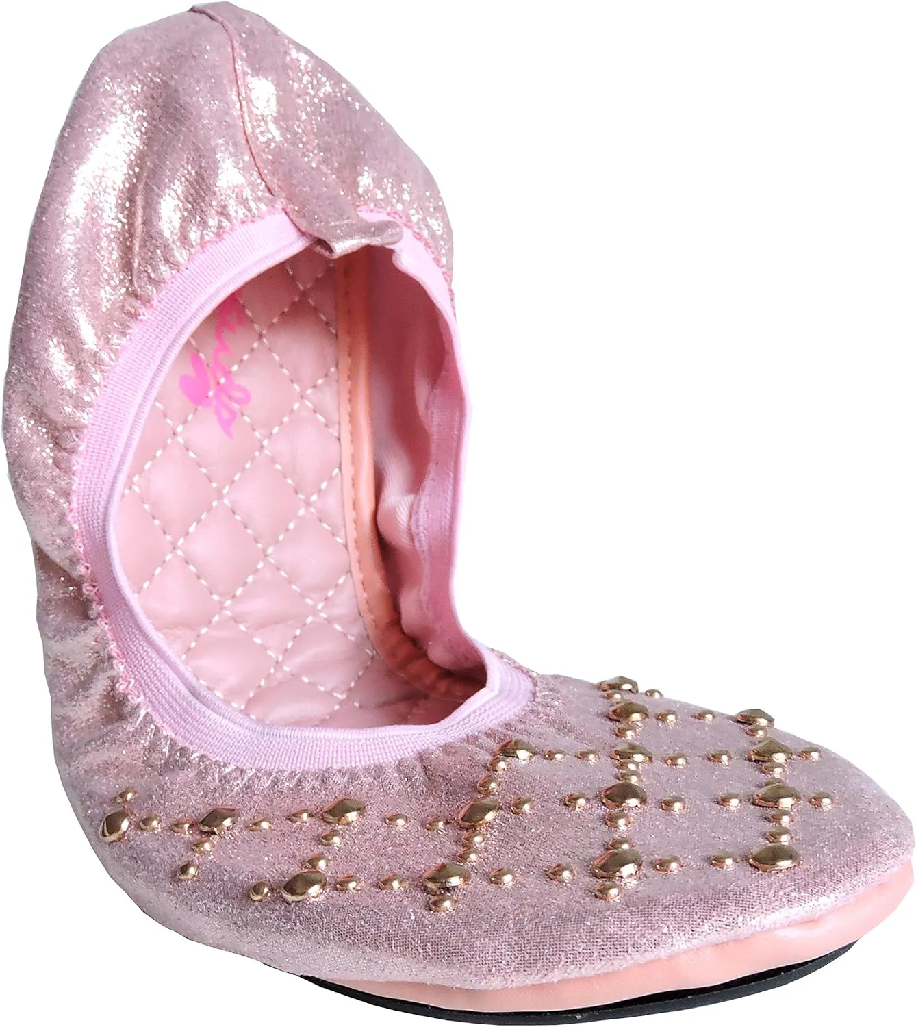 Fit in Clouds Stud Embellished Portable Foldable Ballet Flats with Carry Pouch
