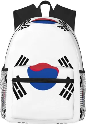 Flag of Republic of Korea College Backpack For Women Men,Lightweight Travel Bag Backpack With Pockets