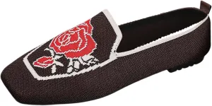 Flats for Women Knit Ballet Flats Slip On Loafer Shoes Comfort Work Shoe