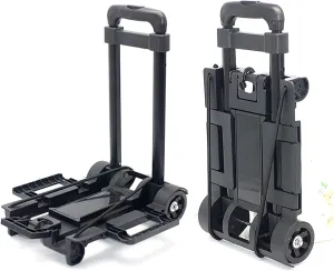 Foldable Plastic Folding Cart Lightweight Folding Shopping Trolley Mini Luggage Hand Truck for Travel Shopping Moving Office Use (2-Wheels)