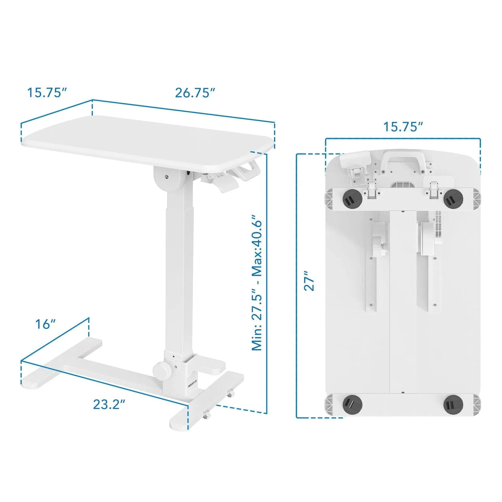 Foldable Rolling Overbed Table