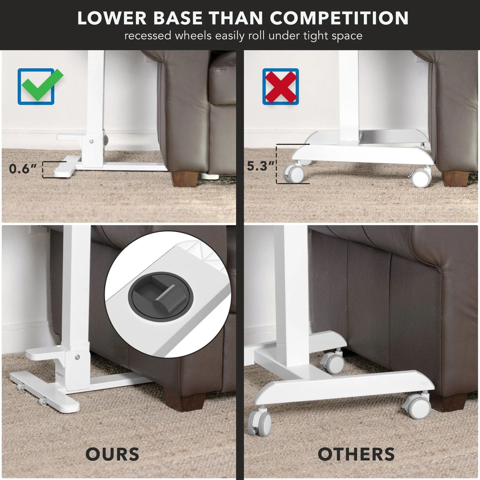 Foldable Rolling Overbed Table