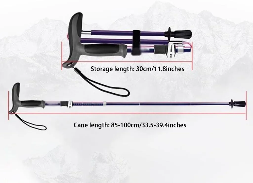 Foldable Walking Sticks for Seniors, Shock Absorbing Trekking Poles, with Wrist Strap   Locking System, Durable Carbon Fiber Pole Body