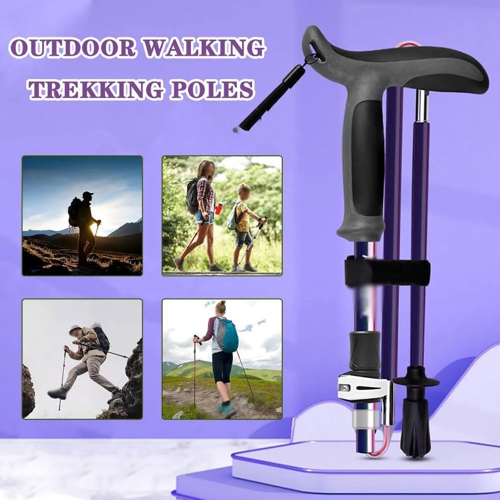 Foldable Walking Sticks for Seniors, Shock Absorbing Trekking Poles, with Wrist Strap   Locking System, Durable Carbon Fiber Pole Body