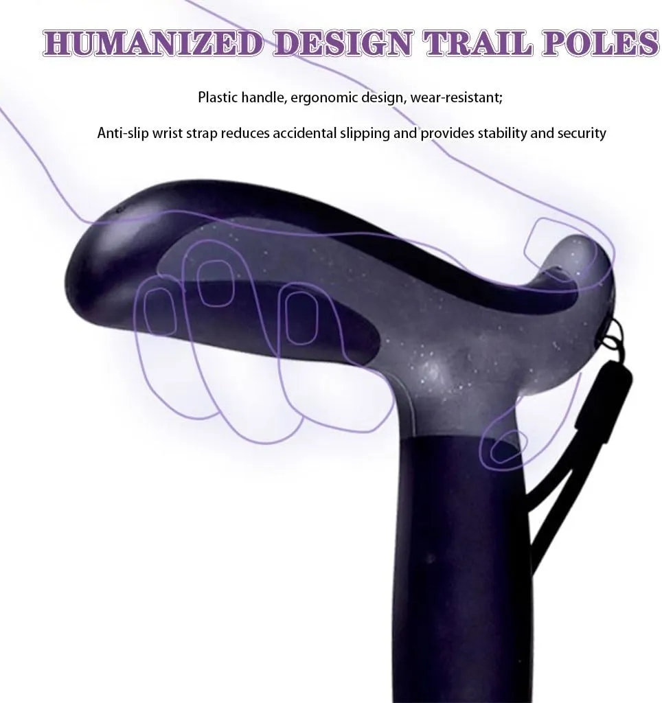 Foldable Walking Sticks for Seniors, Shock Absorbing Trekking Poles, with Wrist Strap   Locking System, Durable Carbon Fiber Pole Body