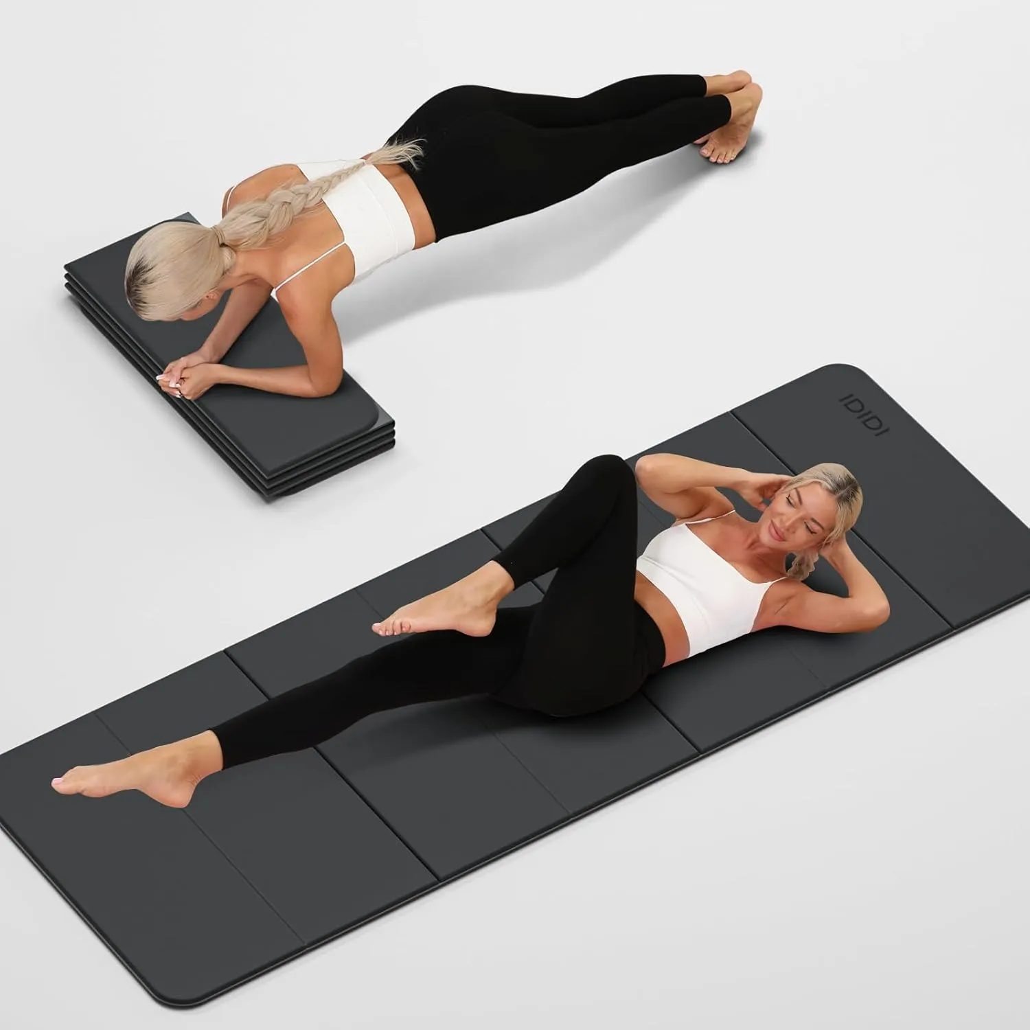 Foldable Yoga Mat Extra Thick 0.32 Inches Eco-Friendly POE Material, Non-Slip Design Fitness Mats, Multi-Purpose Workout Mats For Studio or Home Use (71 x 24 x 0.32 inches）