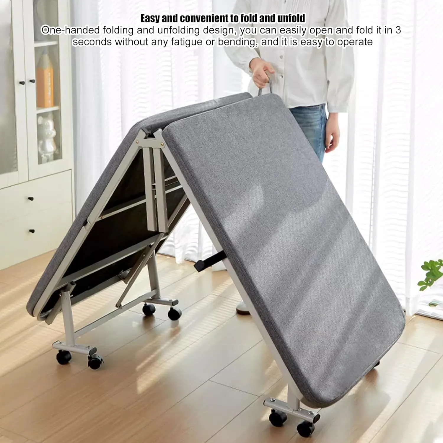 Folding Bed, Portable Camping Cot, Heavy-Duty Portable Cot Bed with Mattress, Folding Cot for Outdoor Camping/Office, Home, Easy Storage, Nap No Assembly Required(70cm)