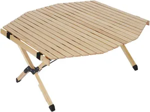 Folding Camping Table Portable Solid Wood Folding Table, Octagonal Omelet Folding Table Outdoor Folding Table Camping for Outdoor Picnic, Camp, Dining