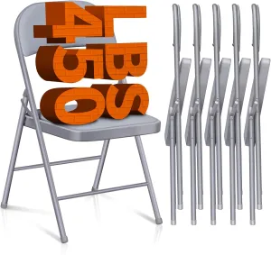 Folding Chairs with Padded Seats - 6 Pack Padded Folding Chair with Steel Frame for Home and Office, Indoor and Outdoor Events, 450 Pound Capacity (Grey, Set of 6)
