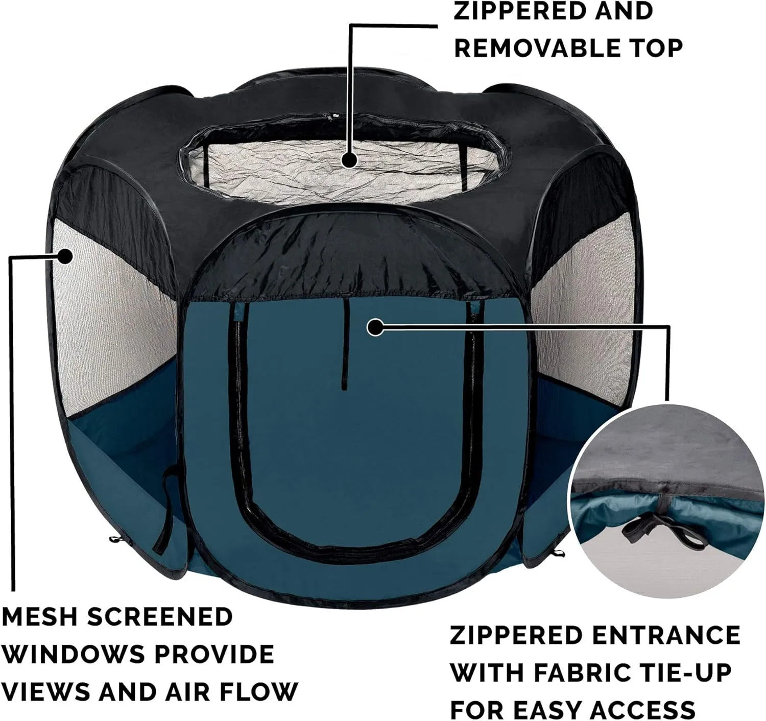 Furhaven Portable Dog Playpen Cat Tent, Pet playground/kennel foldable indoor outdoor zippered puppy crate - Sailor Blue, Extra Large