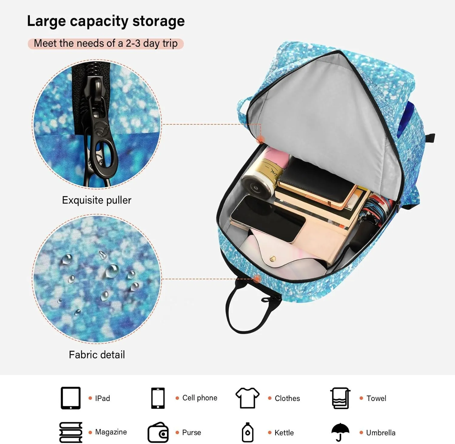 GAIGEO Blue Pink Gradient Pickleball Backpack, Multiple Storage Compartments Pickleball Bags, Foldable Racket Pocket