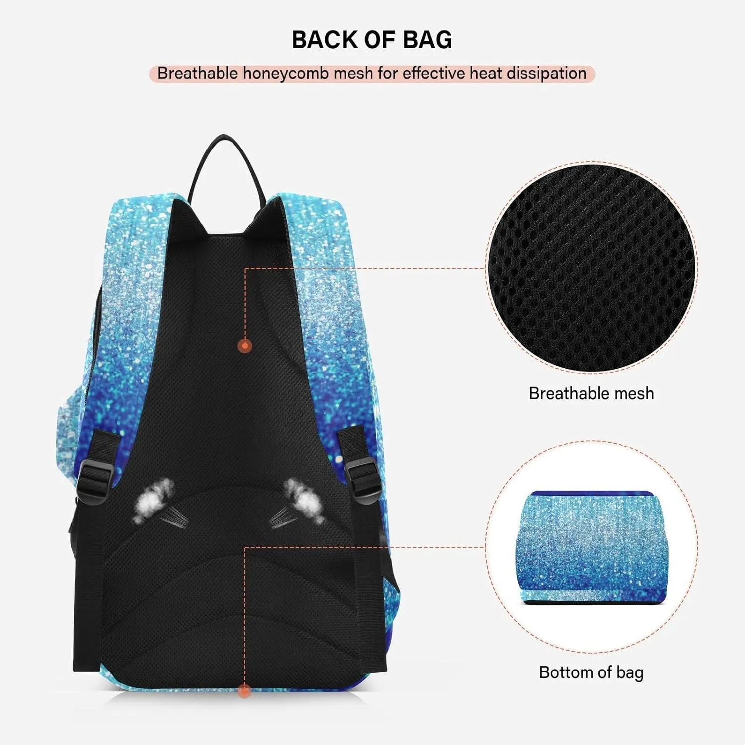 GAIGEO Blue Pink Gradient Pickleball Backpack, Multiple Storage Compartments Pickleball Bags, Foldable Racket Pocket