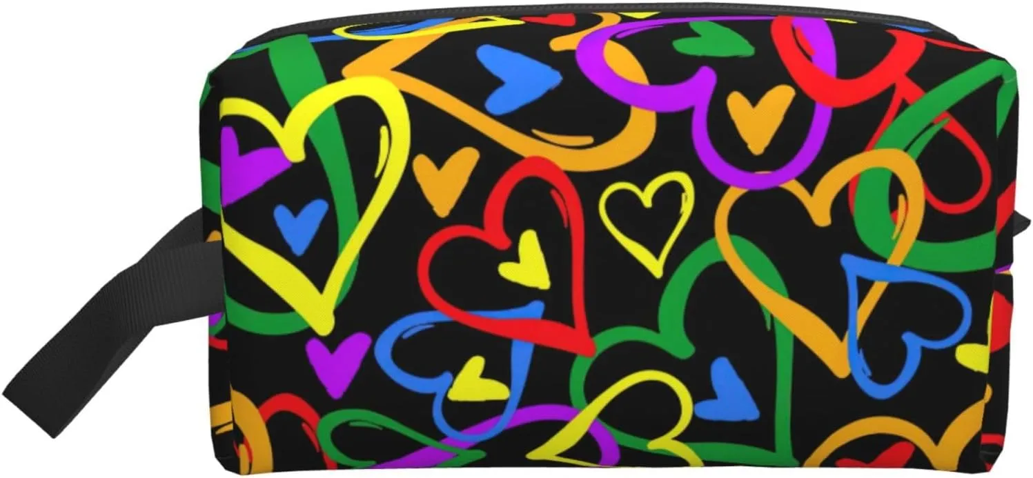 Gay Pride Rainbow print Travel Cosmetic Bag Organizer Large Makeup Bag Women for Cosmetics Toiletries Accessories
