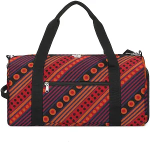 Geometric Polka Dots And Stripes Fitness Large Gym Bag for Unisex with Shoe Compartment & Wet Pocket