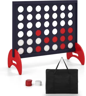 GLACER Giant 4-in-a-Row Game Set, Indoor/Outdoor Connect 4 w/ 42 Jumbo Chips & Quick-Release & Heavy-Duty 600D Oxford Storage Bag, Connect 4 Game for Kids & Adults, Camping, Parties & Backyard (Blue)