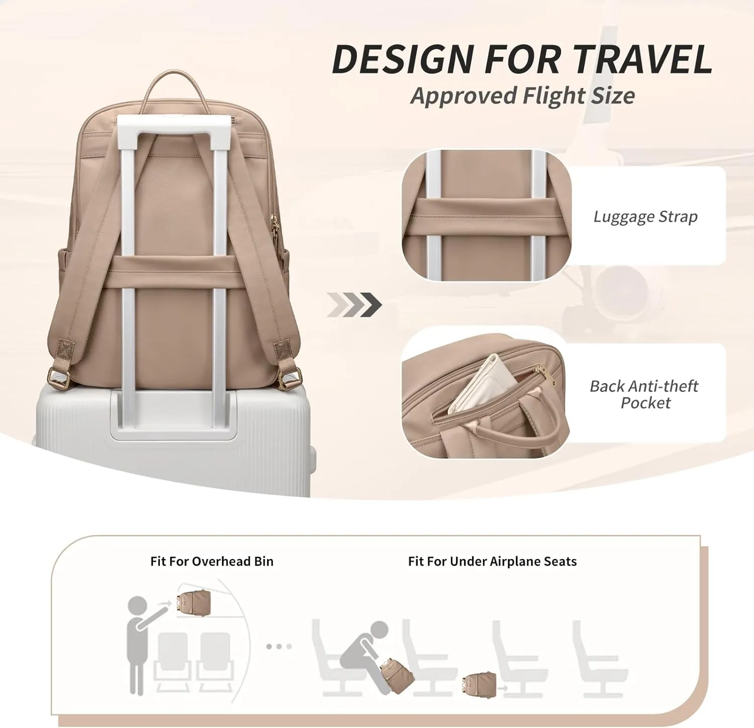 GOLF SUPAGS Women Laptop Backpack with Separate Laptop Compartment Fits 14 Inch Notebook Casual Daypack for Work Travel College Backpack Book Bags