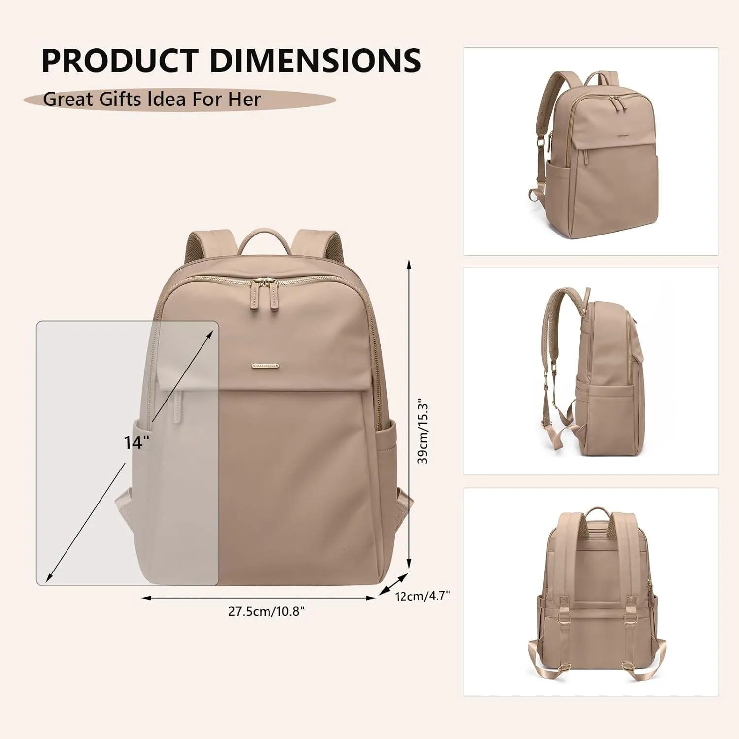 GOLF SUPAGS Women Laptop Backpack with Separate Laptop Compartment Fits 14 Inch Notebook Casual Daypack for Work Travel College Backpack Book Bags