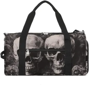 Gothic Skulls Fitness Large Gym Bag for Unisex with Shoe Compartment & Wet Pocket