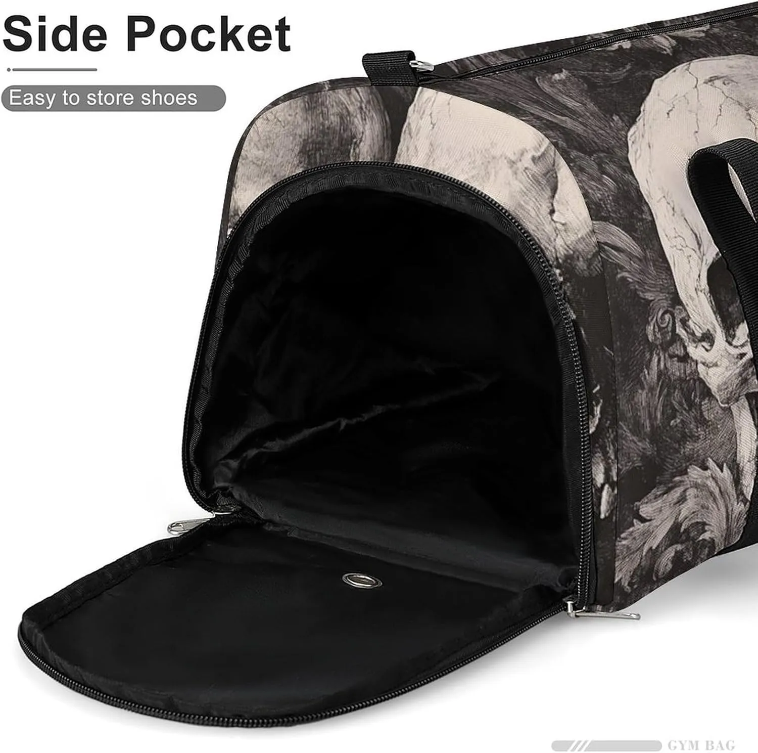 Gothic Skulls Fitness Large Gym Bag for Unisex with Shoe Compartment & Wet Pocket