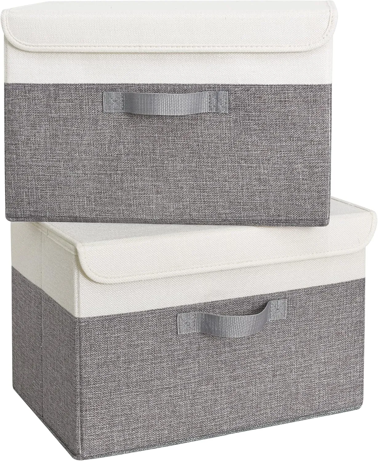 GRANNY SAYS Fabric Storage Boxes, Keepsake Box, Large Storage Bins with Lids, Closet Organizers, Toy Organizer, Storage Baskets for Shelves, White/Gray, 2-Pack