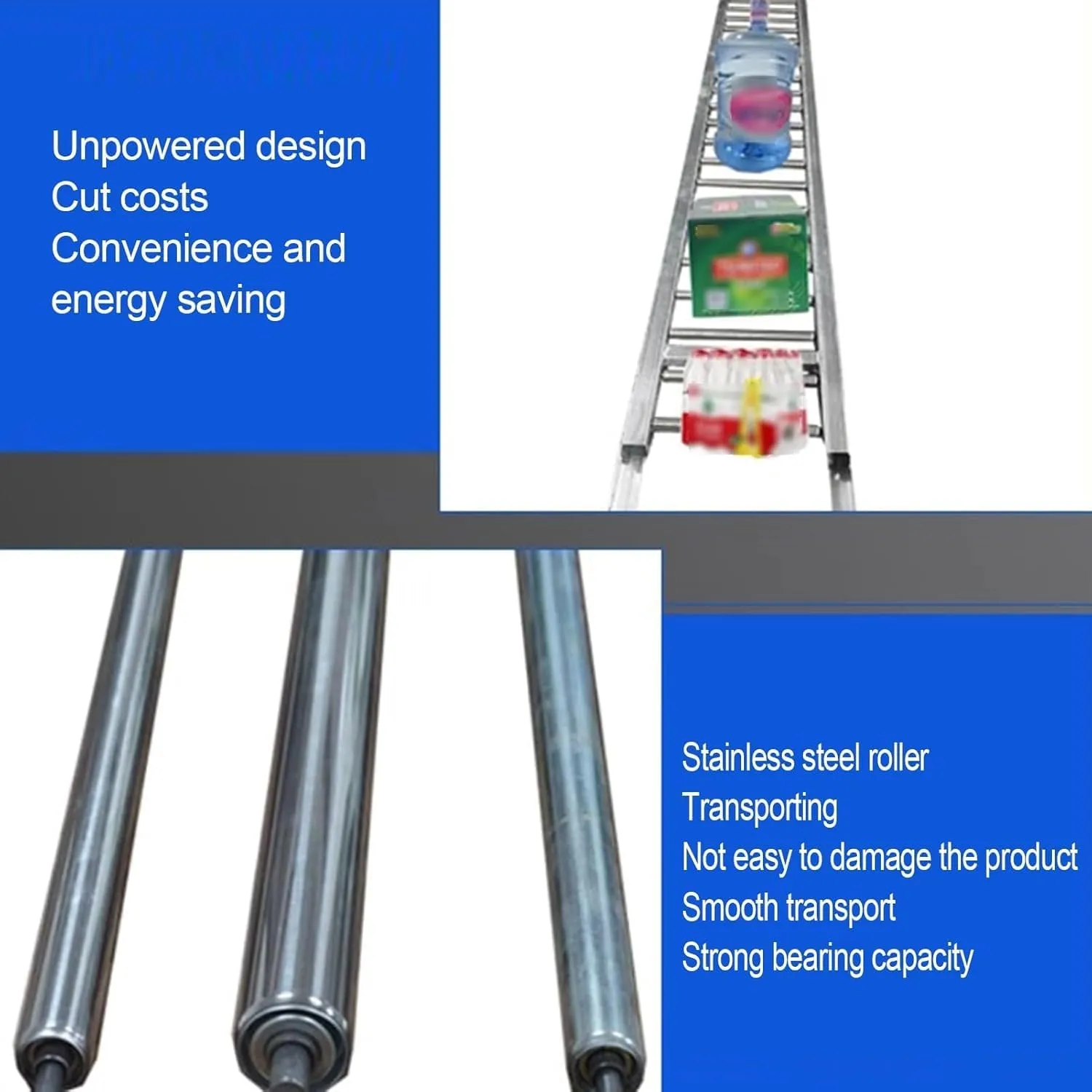 Gravity Conveyor Truck Trailer Gravity Conveyor, Industrial Light-Duty Gravity Conveyor Foldable Extra for Commercial Truck Trailer and Warehouses(Silver-(w) 30cm,150cm)