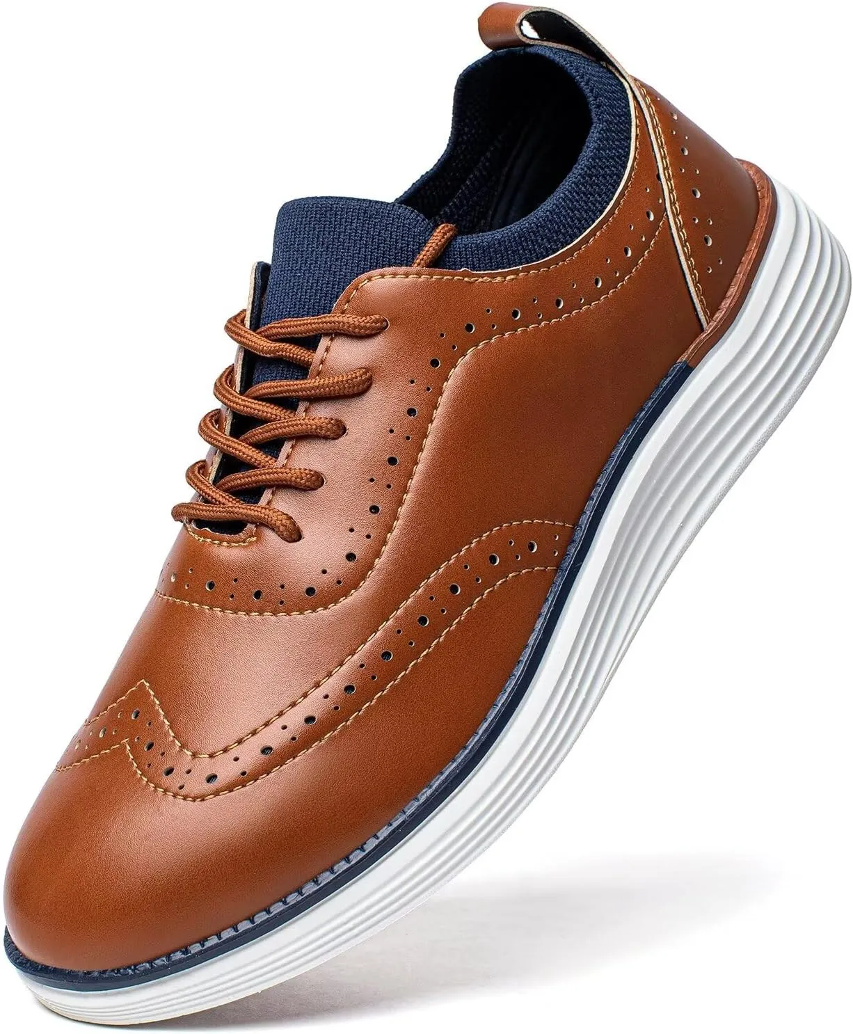 GUBARUN Men's Dress Sneakers Leather Oxfords Shoes Business Wingtip Casual Walking Shoes