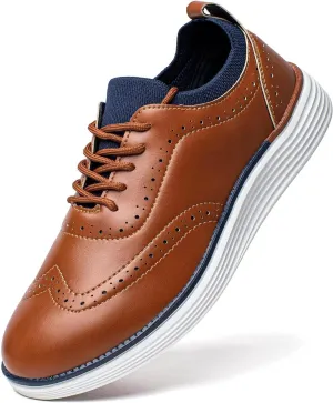 GUBARUN Men's Dress Sneakers Leather Oxfords Shoes Business Wingtip Casual Walking Shoes