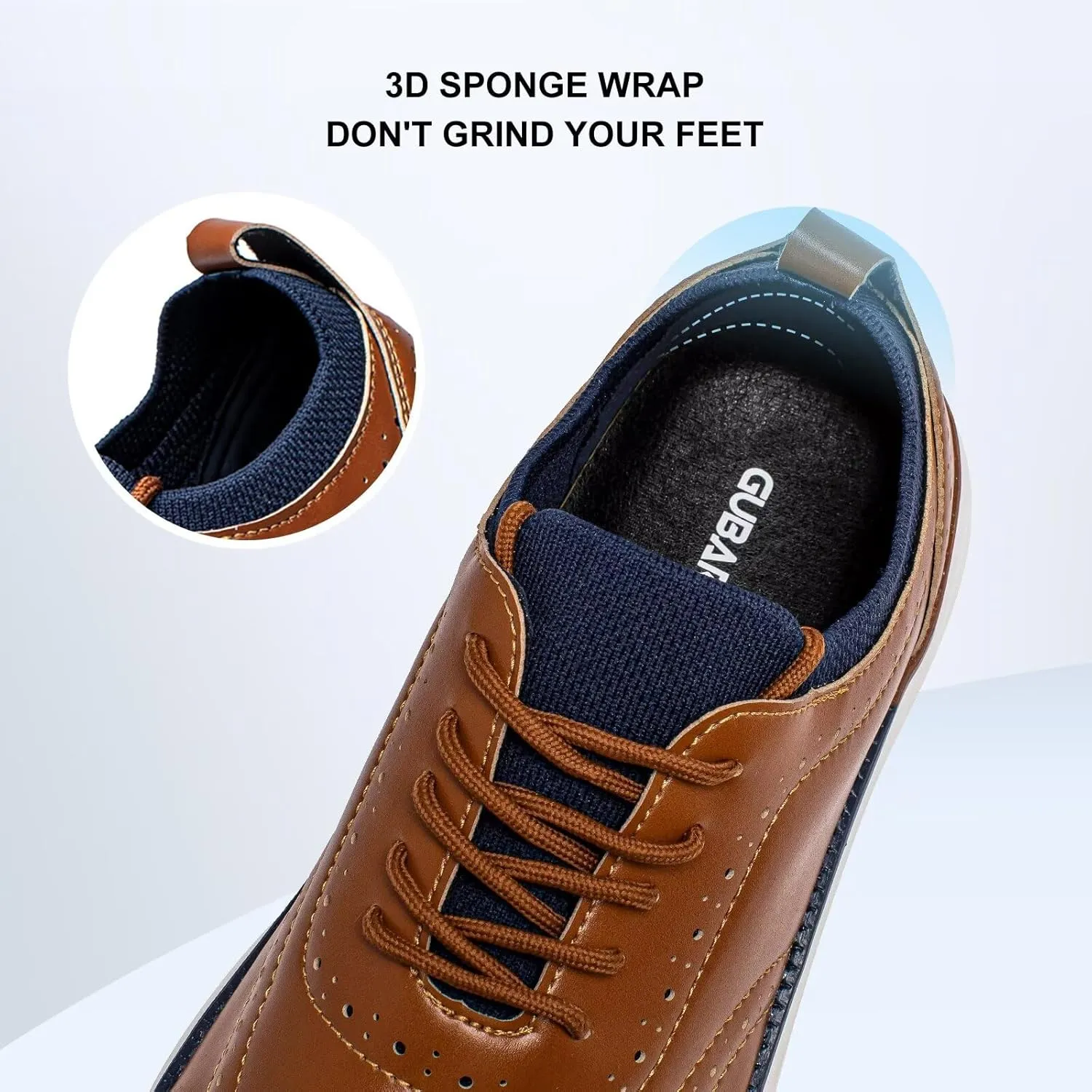 GUBARUN Men's Dress Sneakers Leather Oxfords Shoes Business Wingtip Casual Walking Shoes