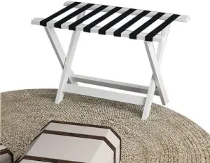Guest Room Luggage Rack, Folding Suitcase Stand Suitcase Stand Solid Wood Foldable Travel Bag Floor-Standing Nylon Bandage Hotel Movable (Color : White, Size : 60x45x50cm) (Black 60x45x50cm) (Whi