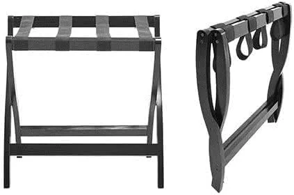 Guest Room Luggage Rack, Folding Suitcase Stand Suitcase Stand Solid Wood Foldable Travel Bag Floor-Standing Nylon Bandage Hotel Movable (Color : White, Size : 60x45x50cm) (Black 60x45x50cm) (Whi