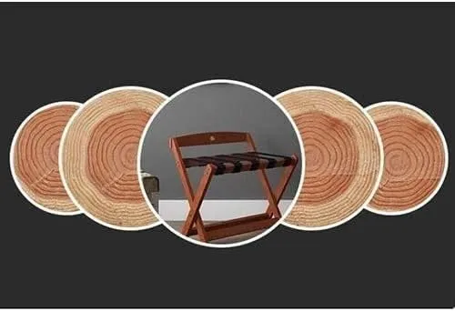 Guest Room Luggage Rack, Folding Suitcase Stand Suitcase Stand Solid Wood Foldable Travel Bag Floor-Standing Nylon Bandage Hotel Movable (Color : White, Size : 60x45x50cm) (Black 60x45x50cm) (Whi
