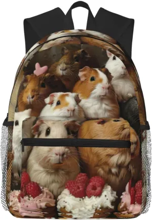 Guinea Pigs and Cupcakes College Backpack For Women Men,Lightweight Travel Bag Backpack With Pockets for Women Men