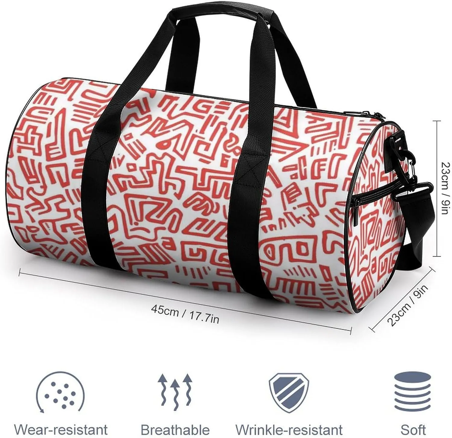 Gym Bag for Men Women Lightweight Sports Duffle Bag with Multiple Compartments Cylindrical Gym Bag for Fitness Travel And Outdoor Activities Ater Resistant Yoga Bag Training Bag Red Maze