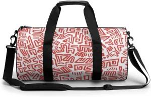 Gym Bag for Men Women Lightweight Sports Duffle Bag with Multiple Compartments Cylindrical Gym Bag for Fitness Travel And Outdoor Activities Ater Resistant Yoga Bag Training Bag Red Maze