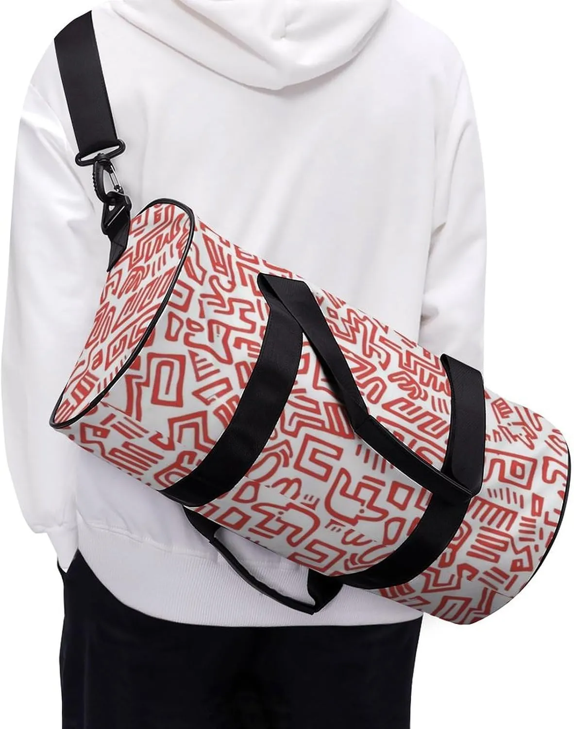 Gym Bag for Men Women Lightweight Sports Duffle Bag with Multiple Compartments Cylindrical Gym Bag for Fitness Travel And Outdoor Activities Ater Resistant Yoga Bag Training Bag Red Maze