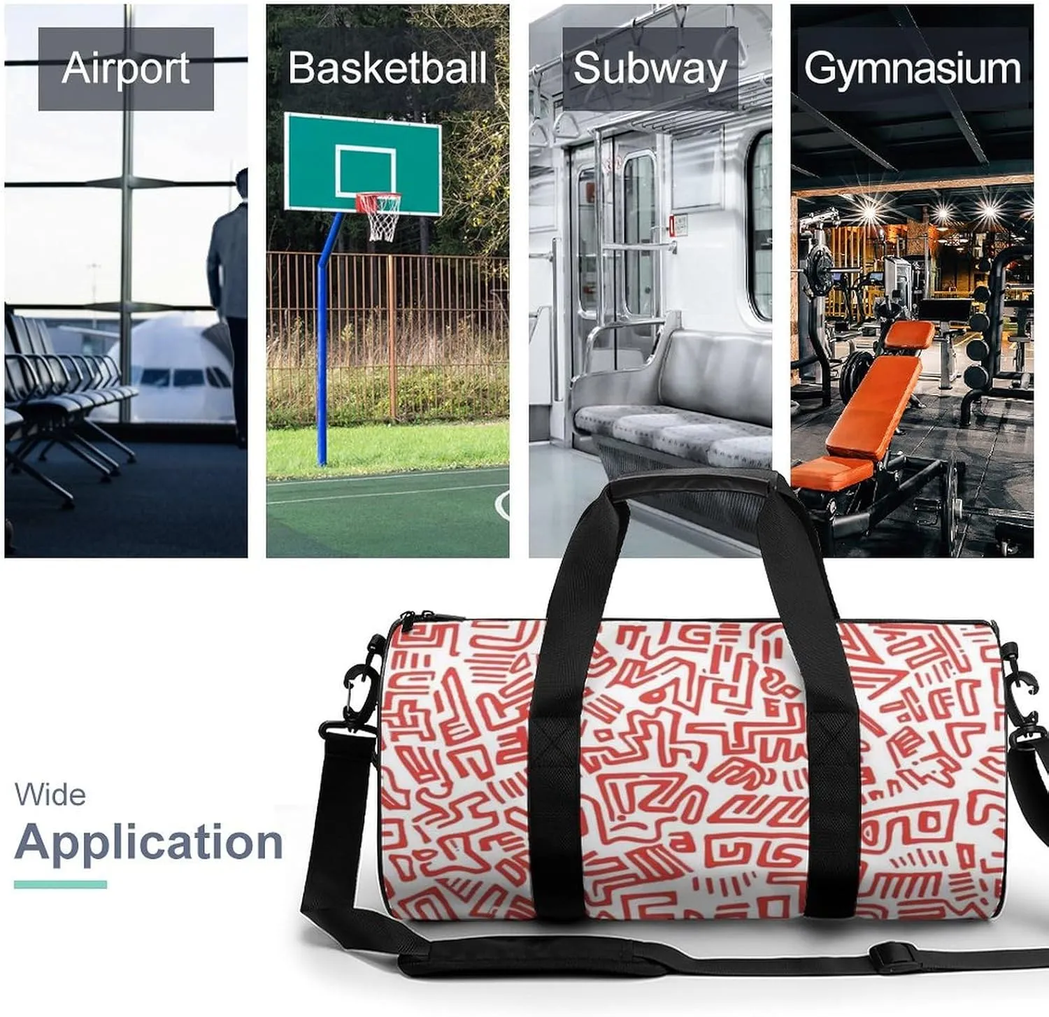 Gym Bag for Men Women Lightweight Sports Duffle Bag with Multiple Compartments Cylindrical Gym Bag for Fitness Travel And Outdoor Activities Ater Resistant Yoga Bag Training Bag Red Maze