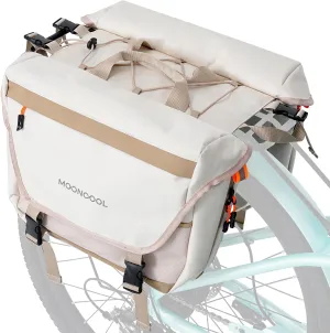 H&ZT Bicycle Pannier Bag 40 L, Waterproof Dual-Side Rack Trunk with 4 Adjustable Straps & Hook-and-Loop Fastening, 230D Polyester & 800D Oxford Fabric, Removable Carry Handle (Beige)