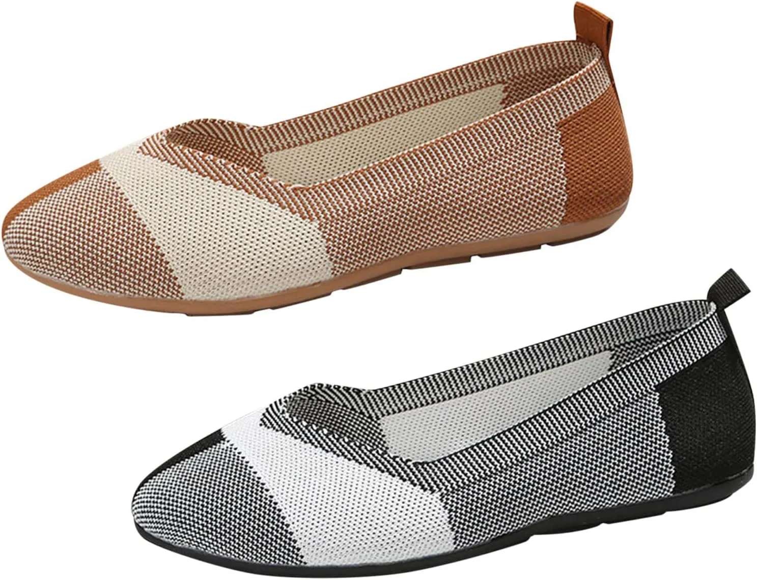 Hbeylia Fashion Loafers for Women Casual Spring Summer Breathable Knitted Round Toe Low Tops Canvas Shoes Slip On Flats Walking Shoes Non Slip Play Sneakers Loafers for Work Nurse