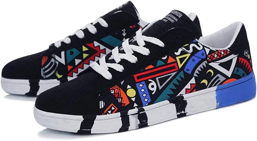 Hbeylia Fashion Sneakers For Women Men Couples Casual Hip Hop Hipster Graffiti Lace Up Low Top Canvas Shoes Comfortable Play Sneakers Walking Driving Sport Running Skateboard Shoes For Boys Girls
