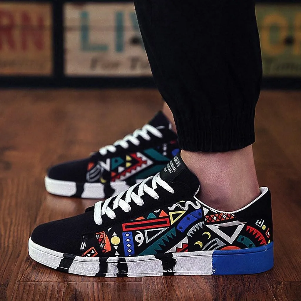Hbeylia Fashion Sneakers For Women Men Couples Casual Hip Hop Hipster Graffiti Lace Up Low Top Canvas Shoes Comfortable Play Sneakers Walking Driving Sport Running Skateboard Shoes For Boys Girls