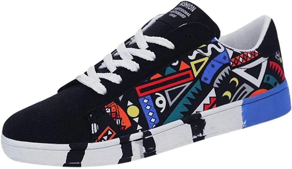 Hbeylia Fashion Sneakers For Women Men Couples Casual Hip Hop Hipster Graffiti Lace Up Low Top Canvas Shoes Comfortable Play Sneakers Walking Driving Sport Running Skateboard Shoes For Boys Girls