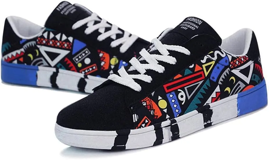 Hbeylia Fashion Sneakers For Women Men Couples Casual Hip Hop Hipster Graffiti Lace Up Low Top Canvas Shoes Comfortable Play Sneakers Walking Driving Sport Running Skateboard Shoes For Boys Girls