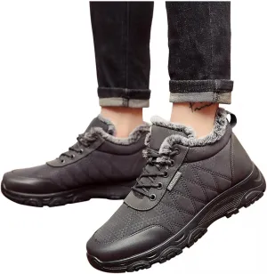 Hbeylia Fuzzy Walking Running Shoes Fashion Sneakers Ankle Booties For Women Men Outdoor Sport Platform Wedge Chunky Bottom Heel Lace Up Waterproof Thermal Fur Winter Snow Boots Hiking Ski Short Boots