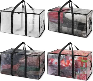Heavy Duty Clear Tote Bag for Storage & Organization – Extra Large, Durable Zippered Storage Bin with Reinforced Handles – for Home, Travel & Garage Use (X-Large, 4.0, Count)